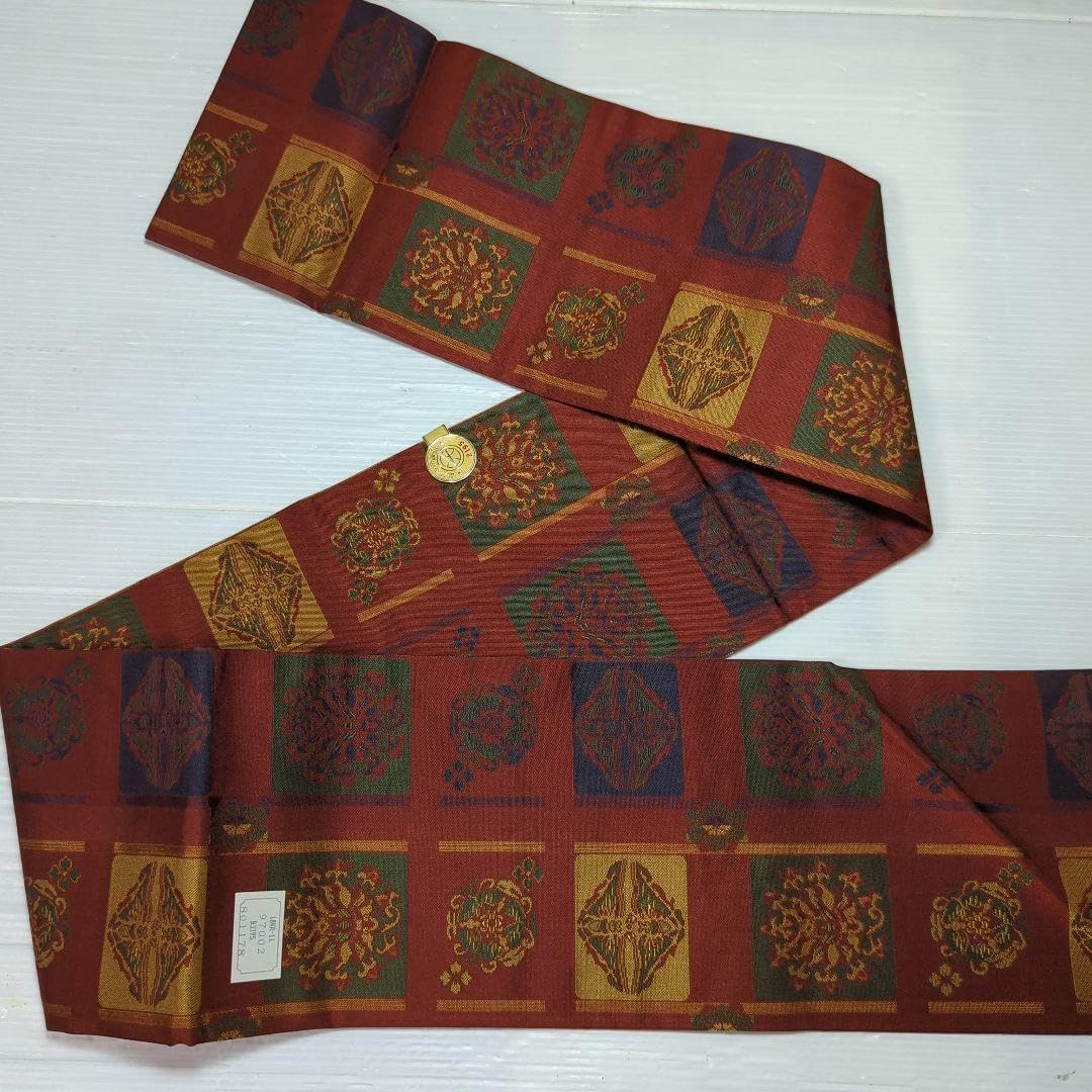 西陣織最高級袋帯 金華山織 菱取宝飾華紋（華紋薄紫色） 黒地 六通総柄